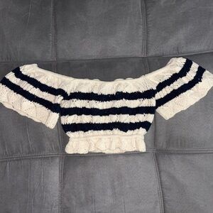 Zara Black and Cream Knit Sweater